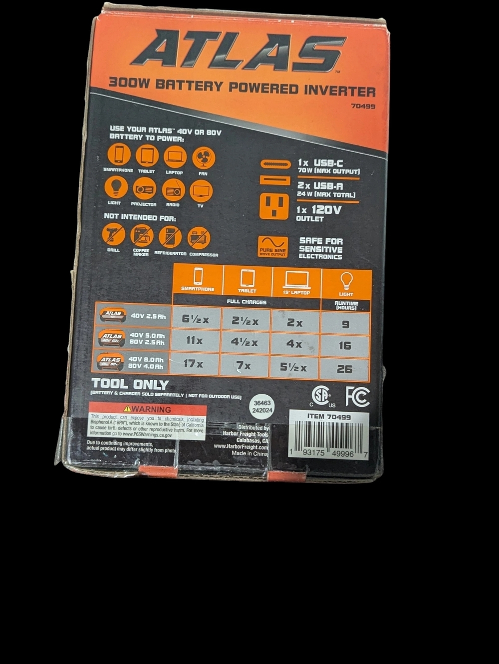 Atlas 300W Battery Powered Inverter - Picture 2 of 2